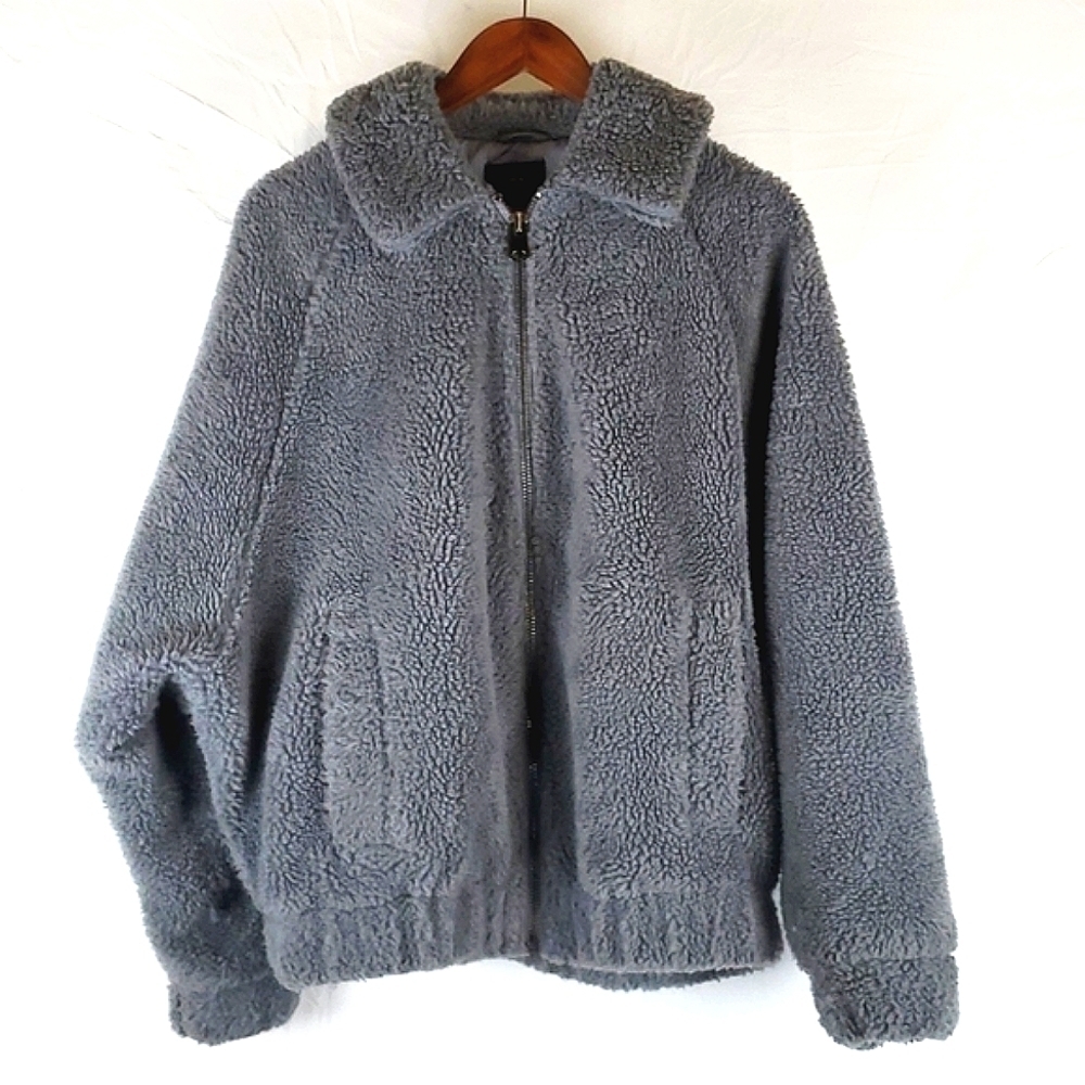 Urban Outfitters Gray Oversized Teddy Jacket
